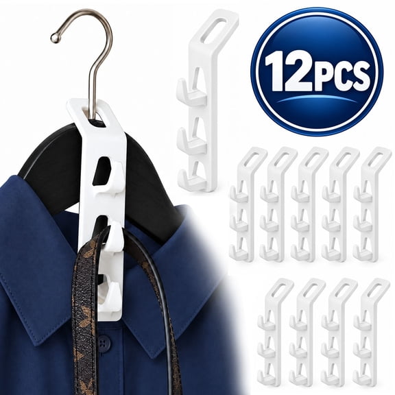 Cascading Clothes Hanger Hooks,Space Saving Series Multi-Function Multi-Layer Cabinet Clothes Connection Folding Storage Clothes Rack Hanger Household Strong Load-Bearing Closet Hook (12pcs)