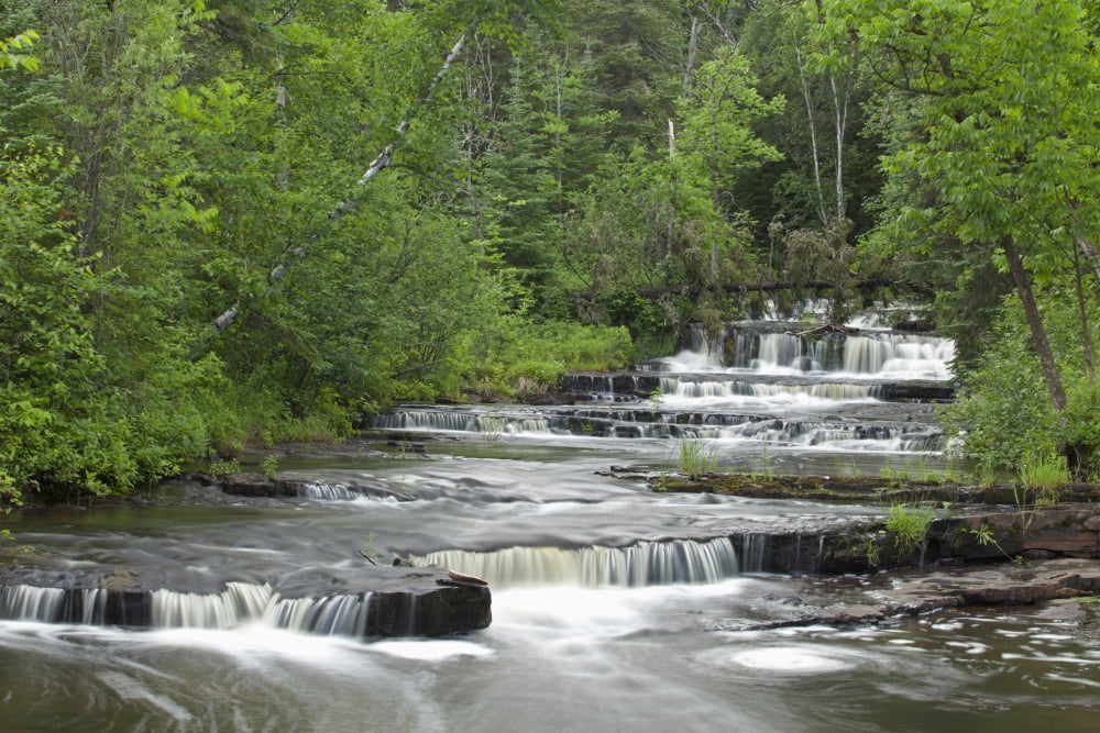 Cascading Falls Along A Creek Thunder Bay Ontario Canada Canvas Art - Susan Dykstra Design Pics (38 x 26)