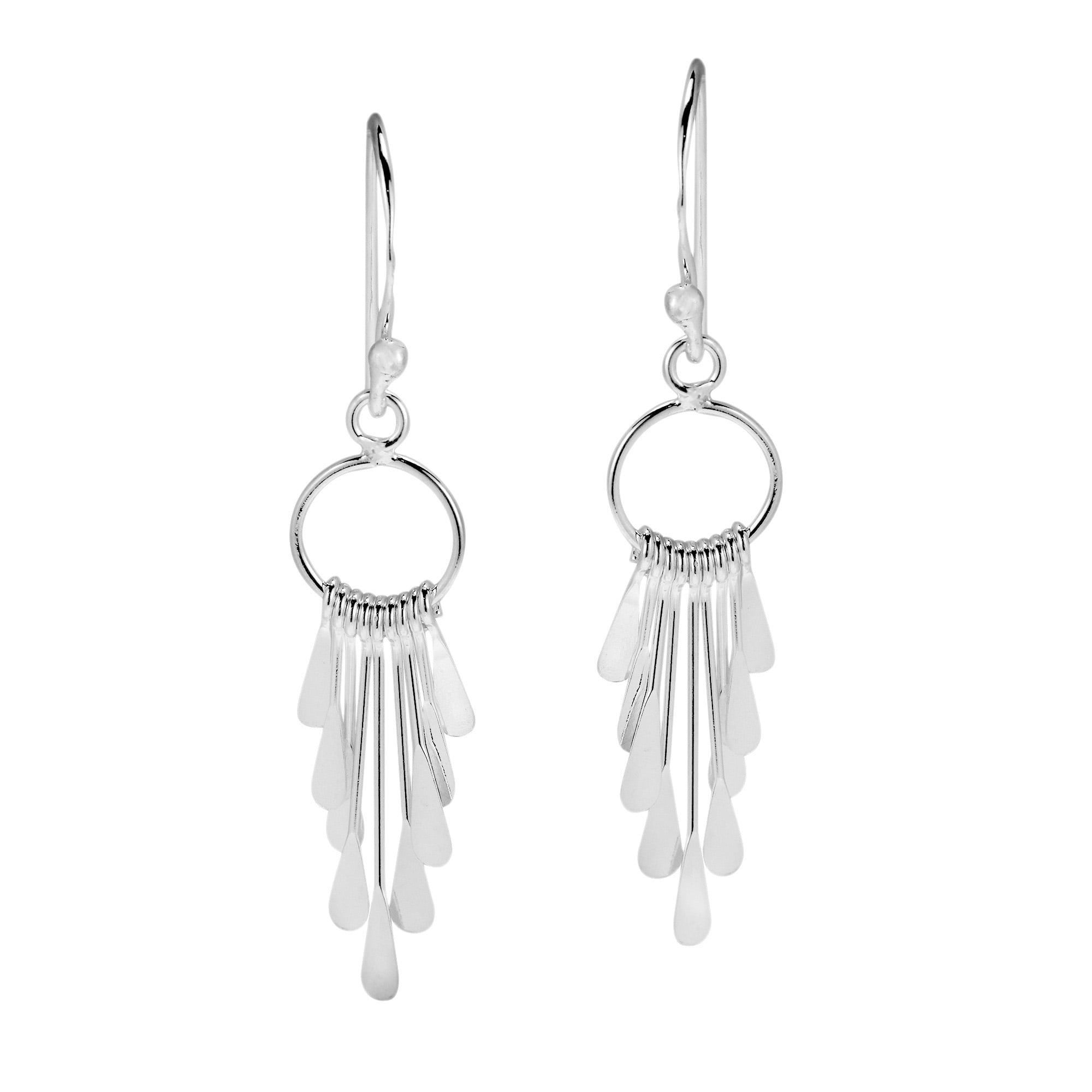 AERAVIDA Cascading Rods Chandelier Style .925 Sterling Silver Dangle Earrings | Earrings for Women | Sterling Silver Earrings | Dangle Earrings For Women