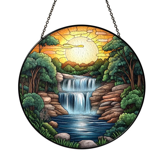 Cascading Waterfall Stained Glass Style Window Suncatcher