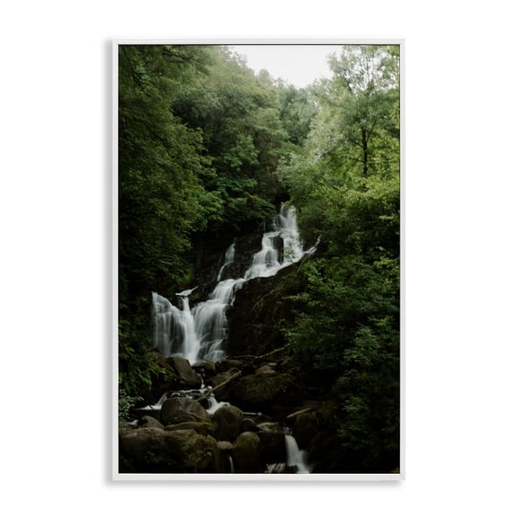 Stupell Industries Cascading Waterfall in Forest White Framed Giclee Art, design by Jade Sharp Photo, 18 x 12