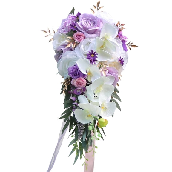 Cascading Wedding Bridal Bouquet Teardrop Bride Holding Bouquets with Flower
