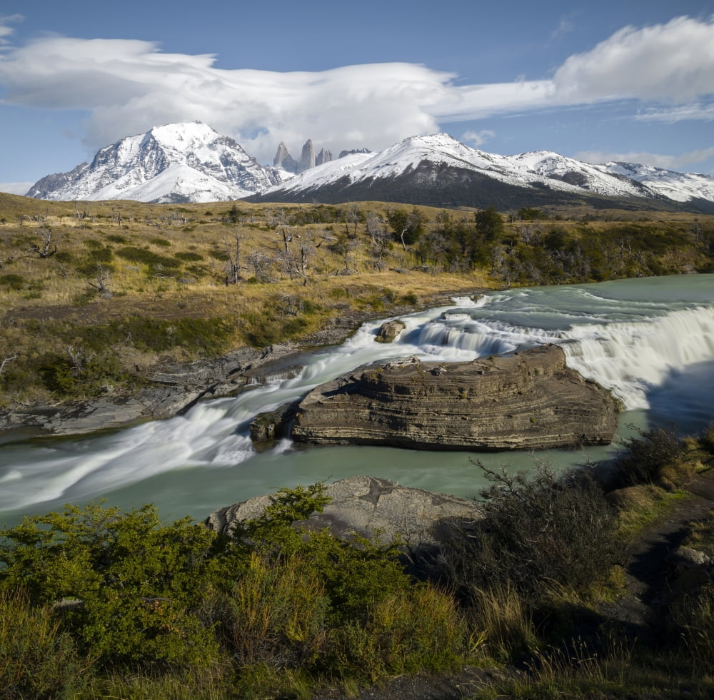 Cascading stream with mountain peak in the background Torres Del Paine National Park Chile Canvas Art - Panoramic Images (24 x 24)