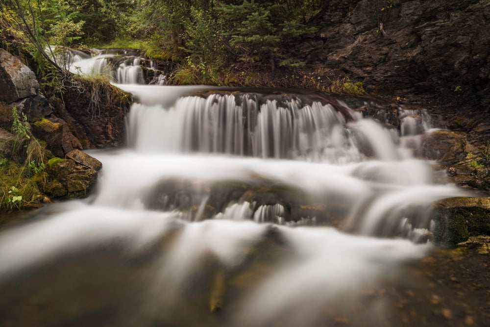 Cascading waterfall Hidden Falls Canmore Creek Canmore Alberta Canada Canvas Art - Panoramic Images (18 x 24)