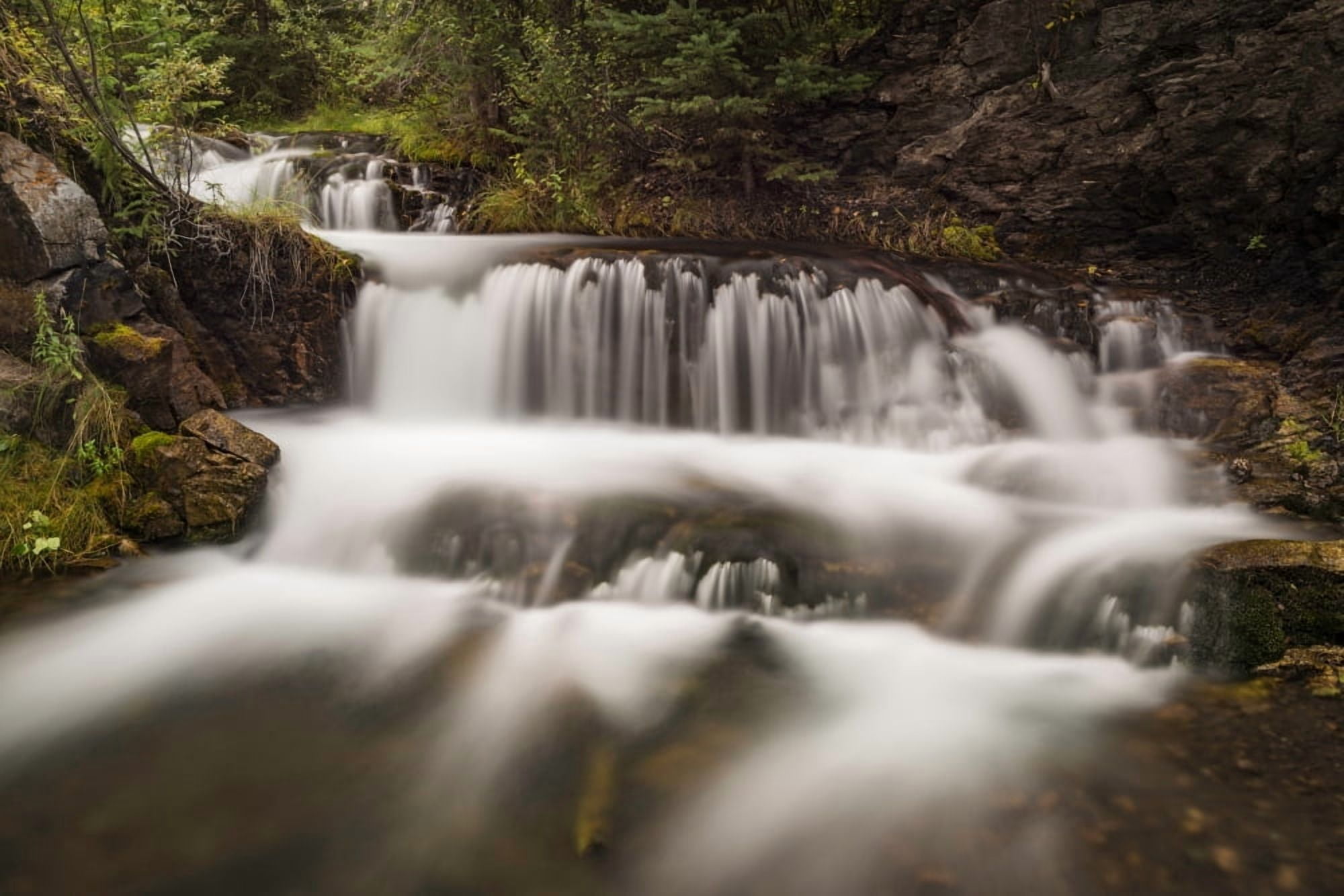 Cascading waterfall Hidden Falls Canmore Creek Canmore Alberta Canada Canvas Art - Panoramic Images (24 x 36)