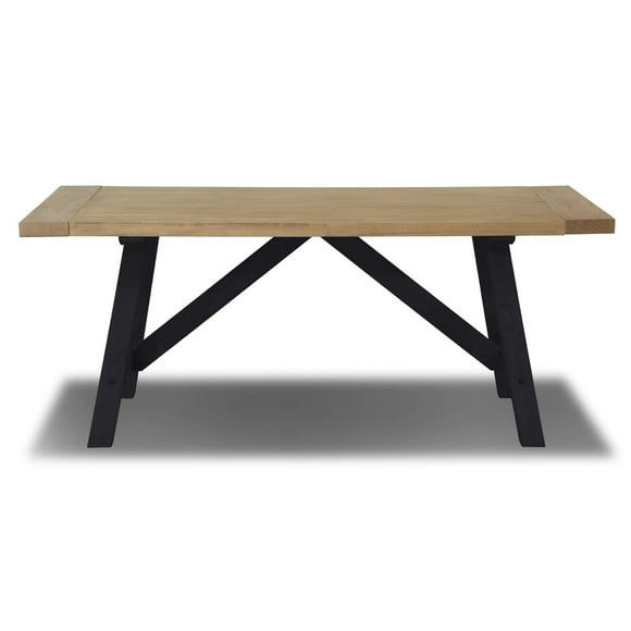 Grain Wood Furniture Cascais 72" Rectangular Table with Farmhouse Base in Blonde Oak Top and Black Oak Base