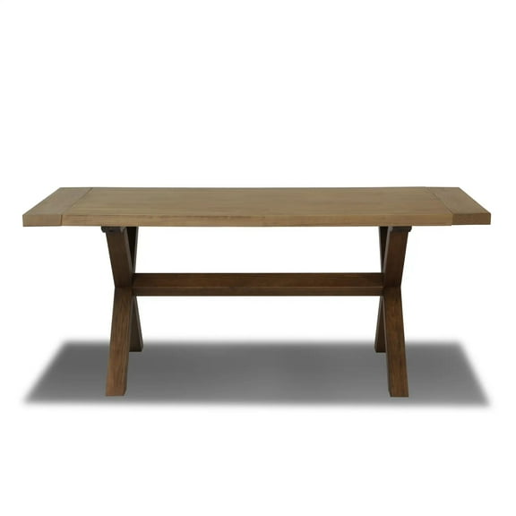 Grain Wood Furniture Cascais 72" Rectangular Table with Trestle Base in Blonde Oak Top and Brown Oak Base