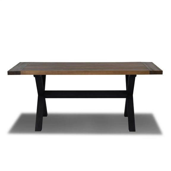 Grain Wood Furniture Cascais 72" Rectangular Table with Trestle Base in Brown Oak Top and Black Oak Base