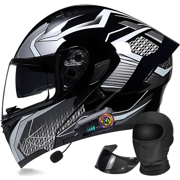 Casco Modular Moto Bluetooth con Doble Visera, con Micrfono para Respuesta Automtica Casco de Moto Homologado ECE Adecuado para Hombre Mujer Adulto Capacete Moto