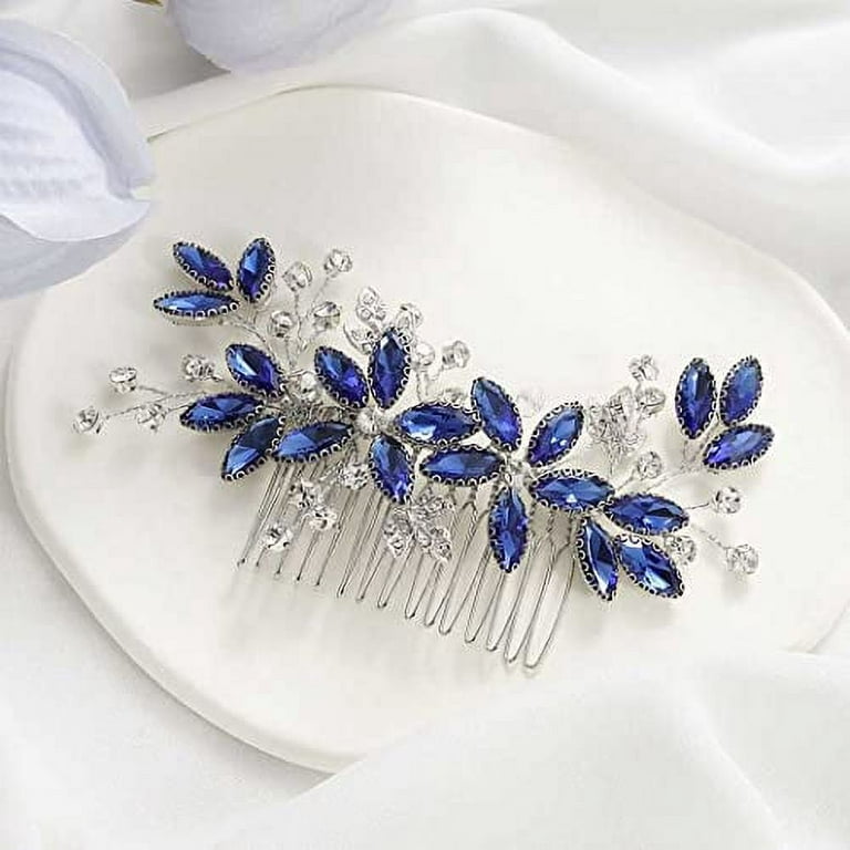 Navy Blue Rhinestone Hair Pins, Set, Pair, Hair, Accessory, Rustic,  Rhinestone, Gold, Silver, Blue, Bridesmaid, Gift, Hair, Something Blue 