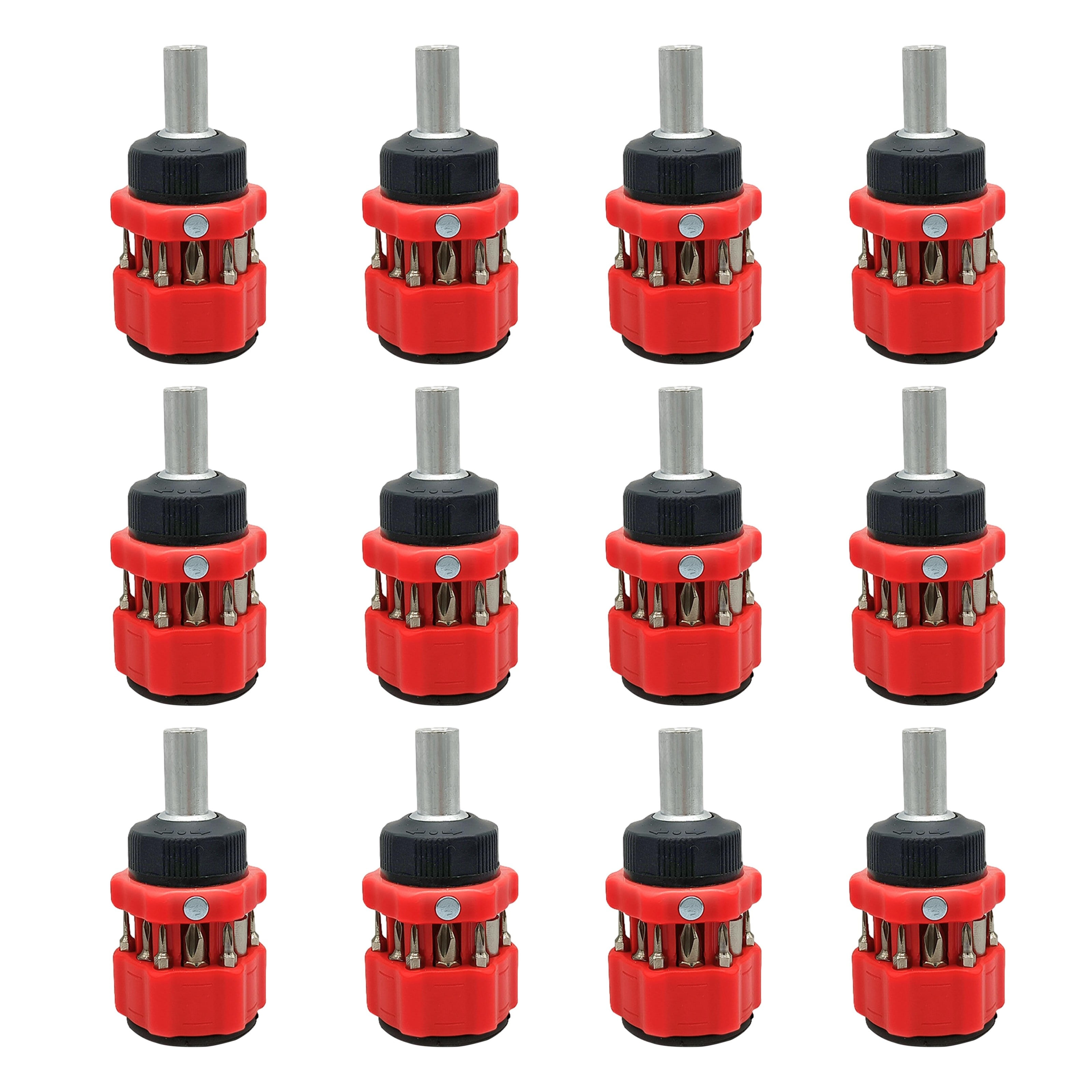 Case (12) 12-in-1 Ratcheting Compact Multi-Bit Short Stubby Screwdriver Set (Red)