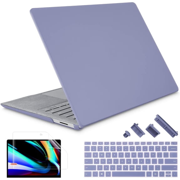 Case for 13.5" Microsoft Surface Laptop 3/4/5 with Alcantara Palm Rest Model 1867 1958 1950 (2019 2021 2022), Plastic Hard Shell Case with Keyboard Cover + Screen Protector, Lavender Gray