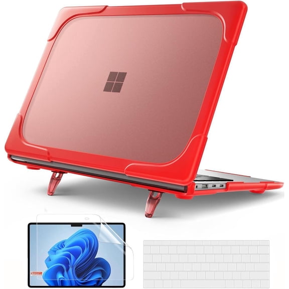 Case for 13.8 Inch Microsoft Surface Laptop 7 2024 Model 2036, Heavy Duty Plastic Hard Shell Laptop Cover with Kickstand, Keyboard Skin, Screen Protector