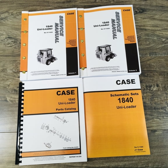 Case 1840 Uni-Loader Skid Steer Service Manual Parts Catalog Shop Book Set Ovhl