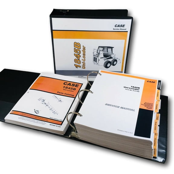 Case 1845B Uniloader Skidsteer Service Manual Parts Catalog Set