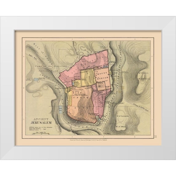 Case 18x15 White Modern Wood Framed Museum Art Print Titled - Ancient Jerusalem Israel - Case 1878