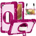 thumbnail image 1 of Case for 2021 Samsung Tab A7 Lite 8.7", Galaxy Tab A7 Lite Case (8.7 Inch Model SM-T220), Cute Kickstand Case with Hand/Shoulder Strap, Plastic/Silicone Hard Rugged Cover,Rose + Pink, 1 of 7