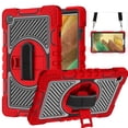 thumbnail image 1 of Case for 2021 Samsung Tab A7 Lite 8.7", Galaxy Tab A7 Lite Case (8.7 Inch Model SM-T220), Cute Kickstand Case with Hand/Shoulder Strap, Plastic/Silicone Hard Rugged Cover,Red + Black, 1 of 7