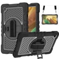thumbnail image 1 of Case for 2021 Samsung Tab A7 Lite 8.7", Galaxy Tab A7 Lite Case (8.7 Inch Model SM-T220), Cute Kickstand Case with Hand/Shoulder Strap, Plastic/Silicone Hard Rugged Cover,Black, 1 of 7