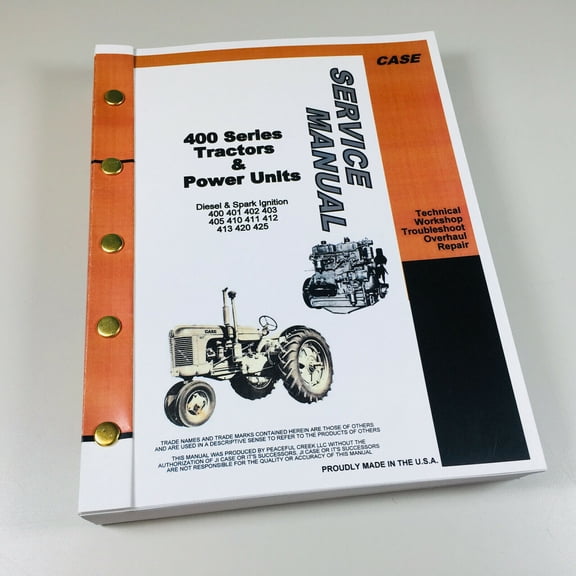 Case 420 425 Diesel Gas Tractors Engine Power Units Service Manual Shop Book