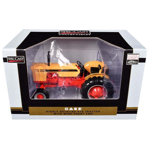 Case 470 Wide Front Tractor Yellow and Orange "Classic Series" 1/16 Diecast Model by SpecCast