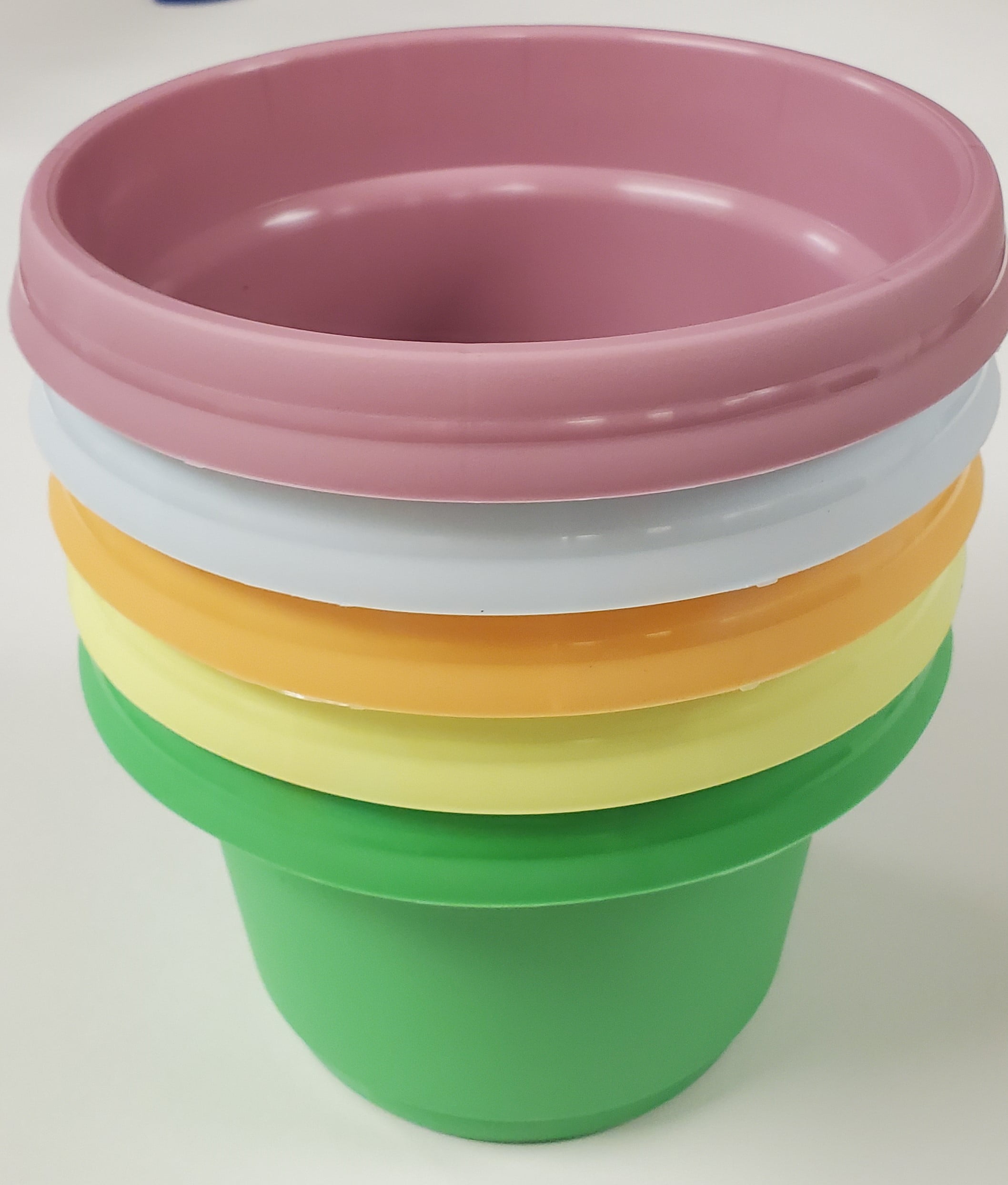 Case of 5 Austin Planter & Saucer 7 inch Multi Colors, Plastic Flower