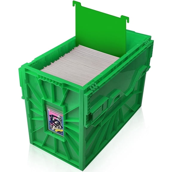 BCW Short Comic Book Bin Green 1 Pack Holds 150 Comics Each Acid Free Heavy Duty Plastic Comic Book Storage Box with Partition