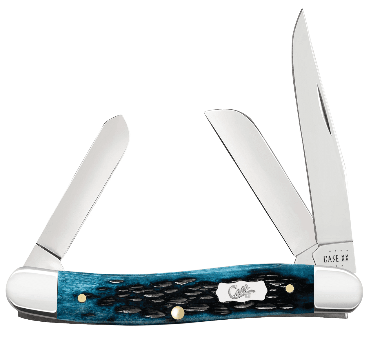 Case XX Knives Stockman Peach Seed Mediterranean Blue Bone Stainless Pocket Knife