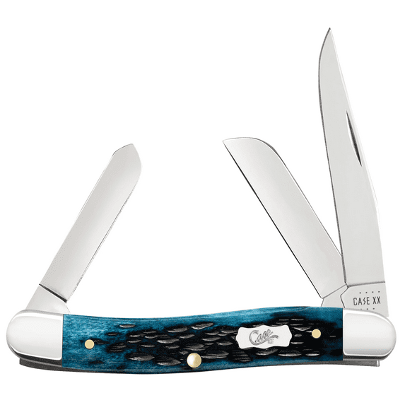 Case XX Knives Stockman Peach Seed Mediterranean Blue Bone Stainless Pocket Knife