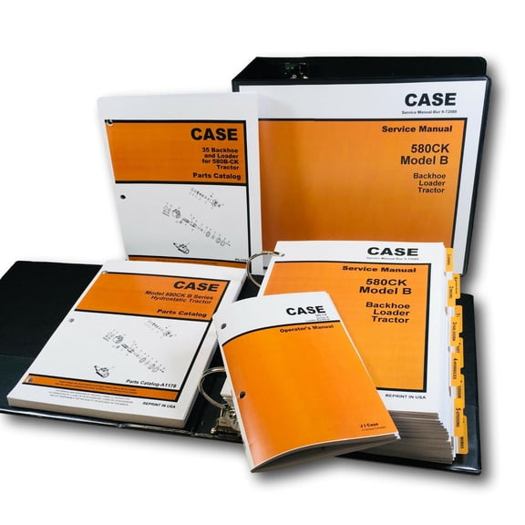 Case 580B 580Ck B Hydrostatic Tractor Loader Backhoe Service Parts Operators Set