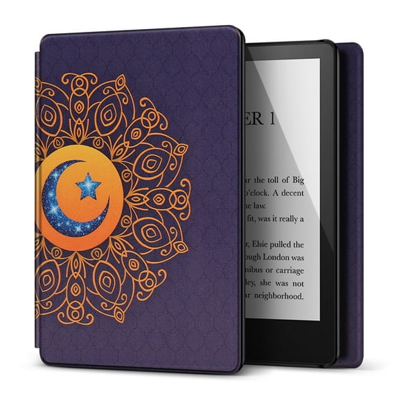 Case for 6.8" Kindle Paperwhite 11th Generation 2021 / Kindle Paperwhite Signature Edition, PU Leather Cover, Protective Sleeve Folio Case for Kindle E-Reader with Auto Sleep/Wake, Star Moon