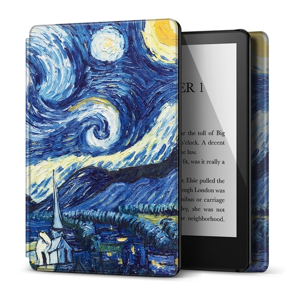 Case for 6.8" Kindle Paperwhite 11th Generation 2021 / Kindle Paperwhite Signature Edition, PU Leather Cover, Protective Sleeve Folio Case for Kindle E-Reader with Auto Sleep/Wake, Starry Night