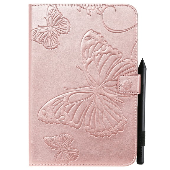 Case for 6 Inch Kindle Paperwhite 10th 7th 6th 5th Generation,Slim Fit Folio Flip PU Leather Butterfly Embossed Smart Stand Cover Auto Wake/Sleep Shockproof Protection TPU Back Cover, Rosegold