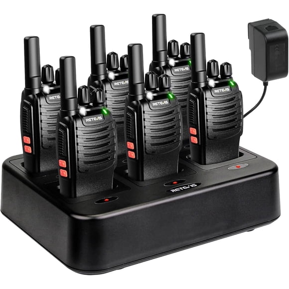 Case of 6,Retevis H-777 Walkie Talkies for Adults Long Range, Rechargeable Two-Way Radios,with 6-Way Multi Unit Charger,Flashlight Handheld Business 2 Way Radios