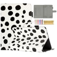 thumbnail image 1 of Case for 7 Inch Android Tablet/Galaxy Tab A 7-Inch SM-T280 /Galaxy Tab 4 7" T230 /Onn 7 Inch, PU Leather Folio Kickstand Cover, Wave Point Pattern with Pen Slot & Card Slots, White + Black, 1 of 9