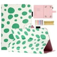 thumbnail image 1 of Case for 7 Inch Android Tablet/Galaxy Tab A 7-Inch SM-T280 /Galaxy Tab 4 7" T230 /Onn 7 Inch, PU Leather Folio Kickstand Cover, Wave Point Pattern with Pen Slot & Card Slots, White + Green, 1 of 9