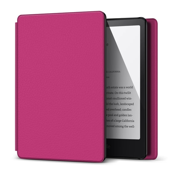 Case for 7" Kindle Paperwhite 12th Generation 2024 / Kindle Colorsoft Signature Edition - PU Leather Protective Folio Cover Case for Kindle Paperwhite Kids with Auto Sleep/Wake, Hot Pink