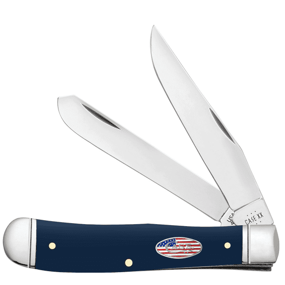 Case 71231 2x Stainless Blade Navy Synthetic Handle Trapper Knife