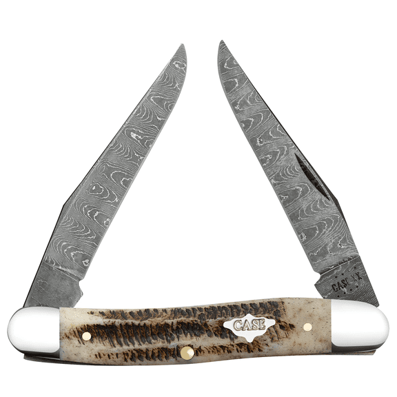 Case xx Knives Muskrat Damascus Vintage Bone 1/1400 Pocket Knife