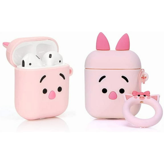Case for AirPods 2nd/1st Generation Earbuds 2019/2016, 3D Cute Cartoon Animation Character Skin Design Protective Shockproof Silicone Covers with Keychain for AirPods 1 and for AirPods 2
