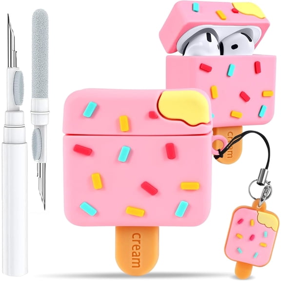 Case for AirPods 4 Wireless Earbuds (2024) with Carabiner, Silicone Charging Protective Cover with Cartoon Skin Design for AirPods 4th Generation Headphones