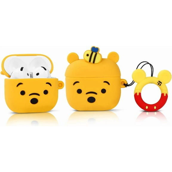 Case for AirPods 4 Wireless Earbuds (2024) with Carabiner, Silicone Charging Protective Cover with Cartoon Skin Design for AirPods 4th Generation Headphones