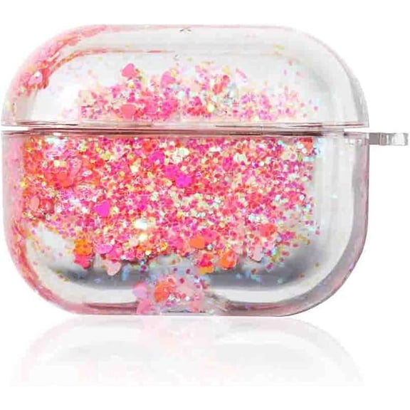 Case for AirPods / AirPods Pro Case Cover with Keychain Cute Silicone Airpods Wireless Charging Case Glitter Liquid Sequins Clear Hard Shockproof Protective Case Compatible with Apple AirPods 1st/2nd
