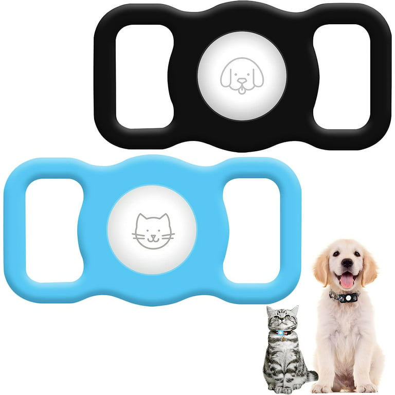 Case for AirTags, Compatible with Airtag Dog Collar Holder, Waterproof  Apple Air Tag Holder for GPS Dog Tracker, Fit for Cat Collar, Soft Silicone  Case Lightweight Anti Scratch Anti Lost (Black&Blue) 