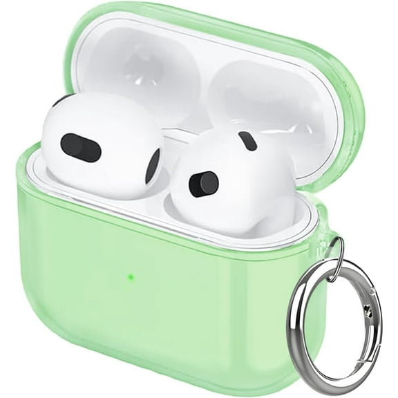Case for Airpods 4 Case Clear 2024,Full Protective Case for Airpods 4th Generation Case Cover,Soft Transparent Shockproof TPU Case for Airpods 4 Gen Case with Keychain-Green