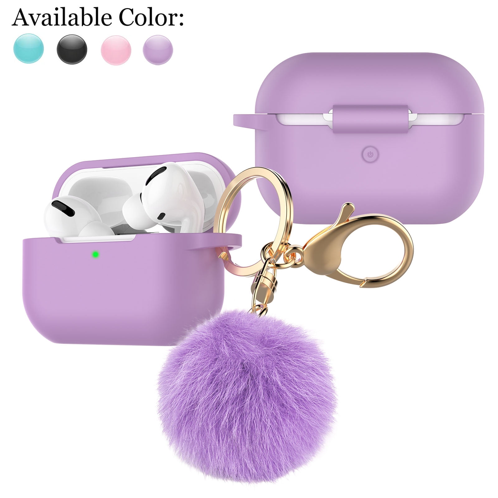 Purple airpod case with pom pom sale