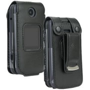 Case for Alcatel Go Flip 4 / TCL Flip Pro / TCL Classic Phone, Nakedcellphone [Black Vegan Leather] Form-Fit Cover with [Built-In Screen Protection] and [Metal Belt Clip]