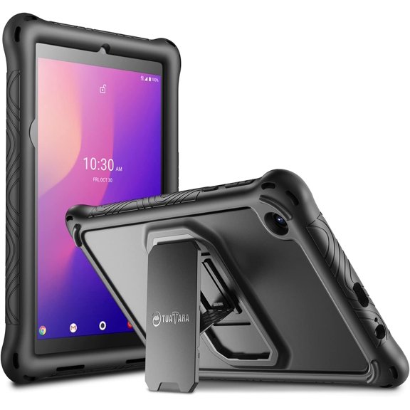 Case for for Alcatel Joy Tab 2 Tablet 8-inch 2020 Release (Model: 9032Z) - [Built-in Kickstand] Anti Slip Kids Friendly Shockproof Silicone Protective Cover (Black)