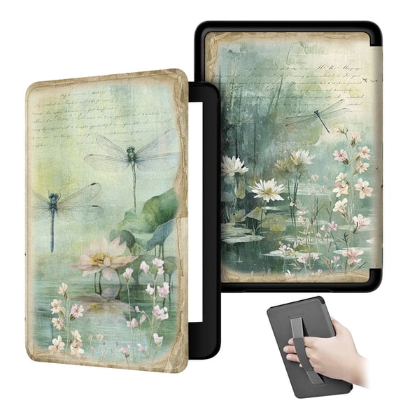 Case for All-New 6" Kindle (11th Generation, 2022/2024 Release), Lightweight PU Leather e-Reader Cover with Auto Wake/Sleep, Hand Strap Feature, Book Lovers Gifts