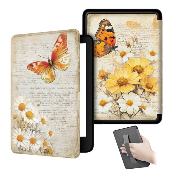 Case for All-New 6" Kindle (11th Generation, 2022/2024 Release), Lightweight PU Leather e-Reader Cover with Auto Wake/Sleep, Hand Strap Feature, Book Lovers Gifts